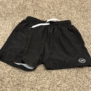 Cove Black Athletic Swim Shorts with White Drawstring